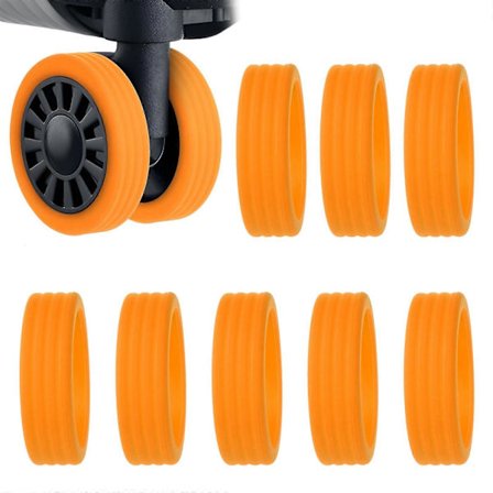8 stk. Bagagehjulbeskyttere, Kuffert Hjulbeskyttere Anti-ridsebeskyttelse Bagage Spinner Hjulbeskyttere til Kufferter, Orange