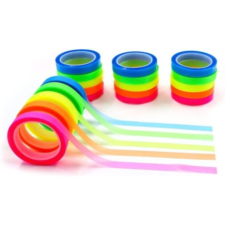 CDQ 20 Ruller Transparent Skrivbar Overlay Tape Sticky Notes 5 Lyse Farver Bogfaner 0,6 cm × 5 m