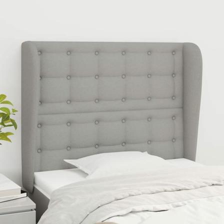 Vidaxl Huvudgavel Med Kanter Ljusgrå 83x23x118/128 Cm Tyg Grå