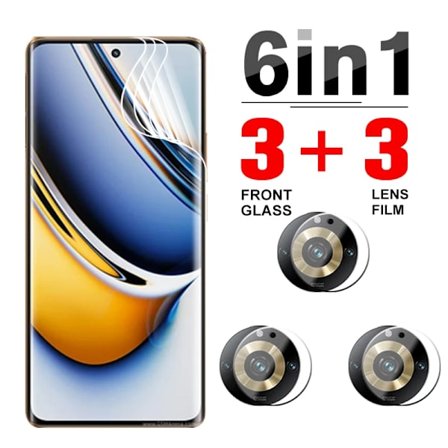 6in1 Hydrogel Film för Realme 11 Pro+ Full Cover Front Soft Film Realmi 11 Pro Plus Realme11 11Pro Kameraskyddsskydd