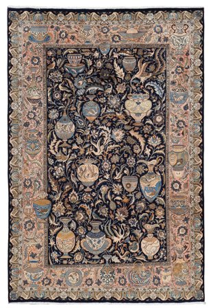 Håndknyttet Persisk Kashmar Fine Teppe 207X307 Brun/Svart