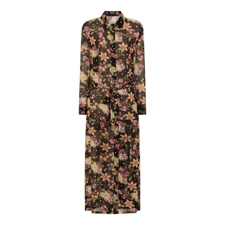 Girls On Film Dam/Dam Black Floral Shirt Dress 8 Black Pr