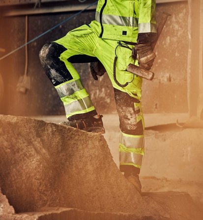 Arbetsbyxor Fristads Herr Varsel Green hantverkarbyxa stretch 2644 GSTP, klass 2, Varsel Gul/Svart Arbetskläder