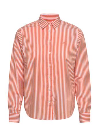 Reg Broadcloth Striped Shirt Pitkähihainen Paita Oranssi GANT