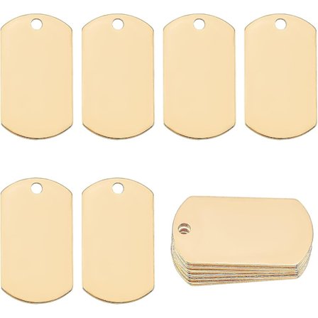 Hengende merkelapper i rustfritt stål, tomme for stempling, gull, vanntette, utendørs plantetiketter, rektangulære plantetiketter for hagebruk 