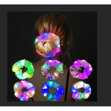 LED Ljus Elastiska Hårband, 6 Stycken Ljus Hårband, 3 Färgljuslägen LED Scrunchies, Ljus Hår Scrunchies för Jul Rave Glow