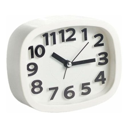 Batteridriven bordsur, tickande plast, liten analog väckarklocka för sängbord, hushållsartiklar, vit
