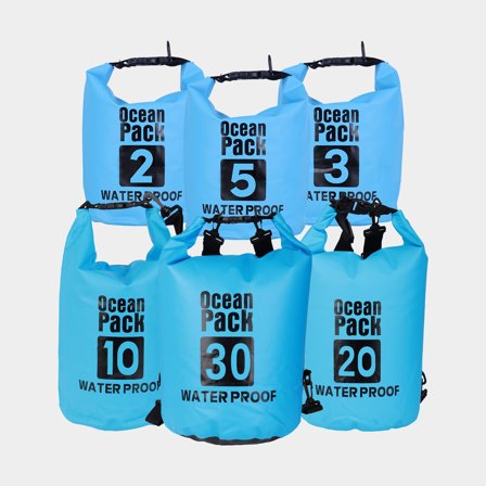 Conjunto de drybags / bolsas náuticas Ocean Pack, 500D, 2/3/5/10/20/30 litros, azul, 6-pack