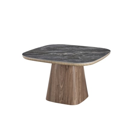 Marmoris Esstisch | 120x120cm in Grau/Schwarz, moderner Säulentisch mit Marmor-Optik, langlebig und pflegeleicht für das Esszimmer.