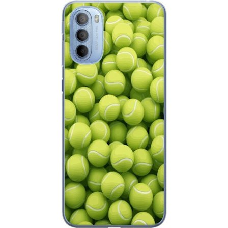 Kompatibel Mobilcover til Motorola Motorola Moto G31 Mønster af grønne tennisbolde i høj detalje, sporty motiv med gentagende tekstur og stærke fa