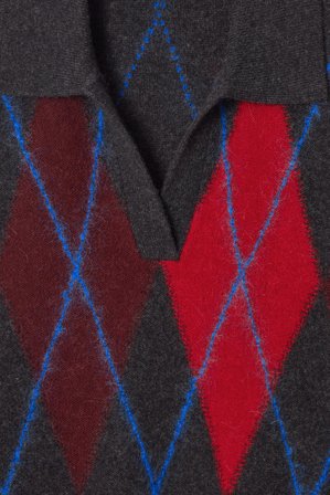 COS Women's Argyle Wool Polo Jumper in Red