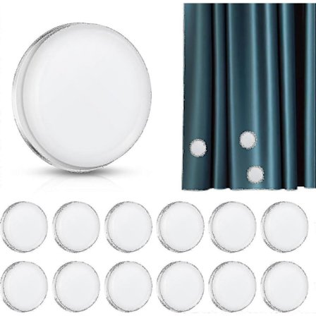 12 stk. Stærke Magnetiske Bruseforhængs Vægte, Runde Magnetiske Forhængs Vægte, Forhindrer Forhængsforing i at Blæse Rundt