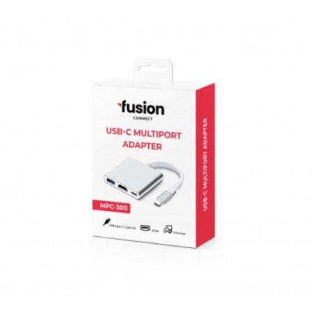 Fusion (3-i-1) USB-C multiport-adapter | USB 3.0 | HDMI | USB-C | silver