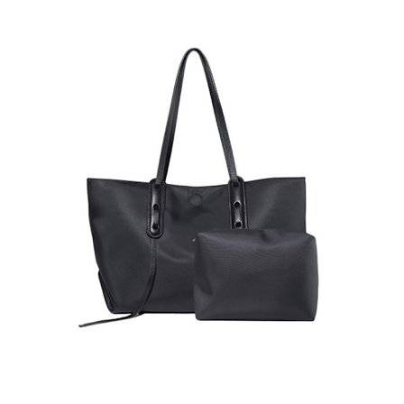 Svart stor vattentät nylon canvas tote bag med gratis P