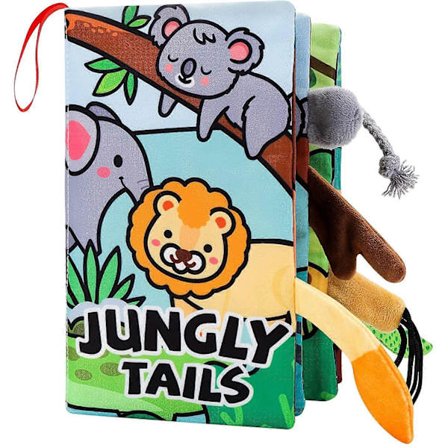 Babyböcker 0-6 månader, sensoriska leksaker mjuka tygböcker för bebisar 6-12 månader, aktivitetsbok med svansar och prasselpapper, nyfödd barnvagn