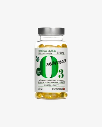 BioSalma Omega-3 av Alg 375mg DHA/EPA, 60 kapslar - Kosttillskott, omega-3, Kosttillskott, Fettsyror, Omega-3