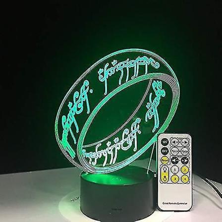 Shxx Ringenes Herre 3D-lampe 7 farger Barn Gave Touch Nattlys For Barn Ferie 3D Illusjon Skrivebordslampe Filmminnegave 3d9l-358