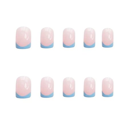 Tryck på naglar franska spik naglar ovala nagelspetsar blanka falska naglar