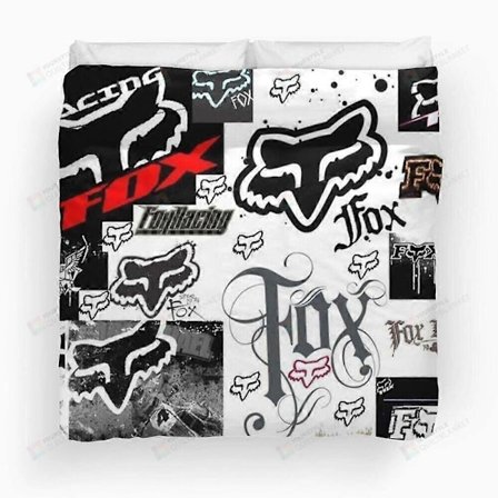 v2446 Sengetøj Fox Motocross Racing Billedcollage Quilt Dynebetræk Sæt Børn Blødt Pudebetræk 3-delt Sengesæt (1 Dynebetræk + 2 Pudebetræk) B