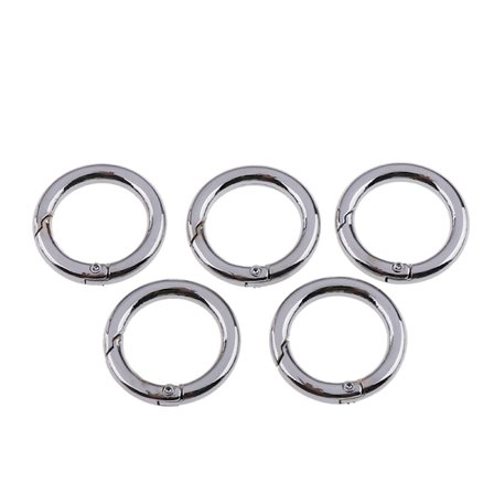 5 STK Rund Ring Cirkel Spring Snap För DIY Nyckelring Silver