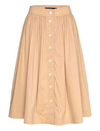 Lauren Ralph Lauren Button-Front Cotton-Blend Skirt - Beige - 34