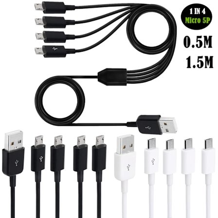 USB 2.0 Typ A Hane till 4 Micro USB 5 Pin Hane Splitter Y Data Synk och Laddningskontakt Adapter Kabel 0.5m/1m/1.5m;