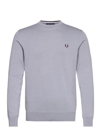 Classic C/N Jumper Neulepaita Pyöreä Kaula-aukko Hopea Fred Perry