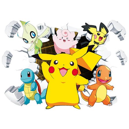 Pikachu-seinätarra, tapetti, PVC, huoneen sisustus, 60*40cm