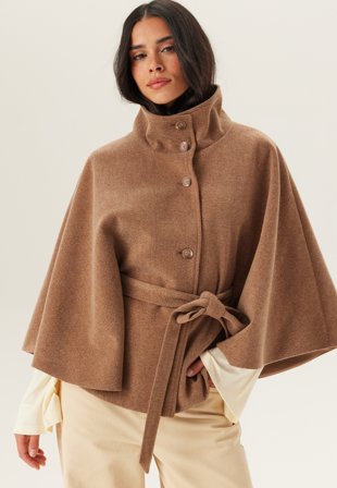 Bubbleroom - High Collar Cape - Camel - Kläder