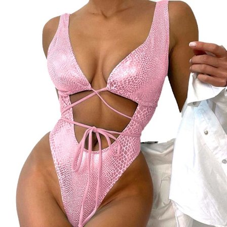 Sexig Ärmlös Jumpsuit Baddräkt Med Ormtryck Bekväm Andningsbar Baddräkt Passar Strandfestresa