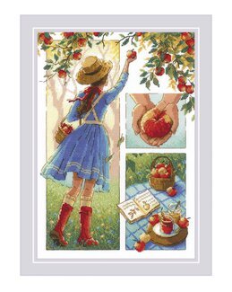 Stickpackung Bild Äpfel pflücken