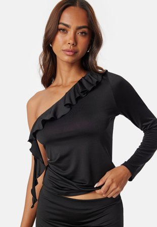 BUBBLEROOM-One Shoulder Frill Top-S