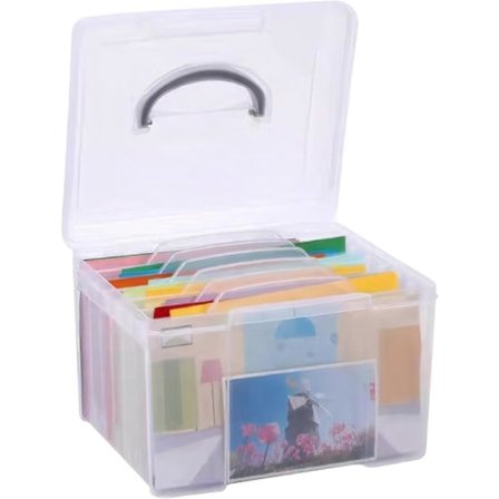 Fotoopbevaringsboks med indvendig fotobevarende 5x7 fotoboks med løftehåndtag