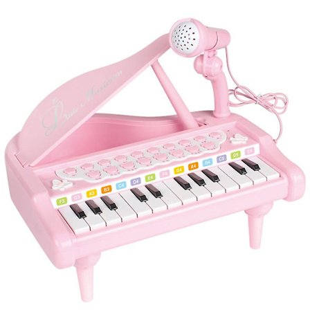 Børnepiano, Toddler Pink Piano, Baby Piano Keyboard, 24 Tangenter Elektronisk Legetøjspiano til Børn med Mikrofon