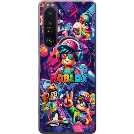 Yhteensopiva Puhelinkuori Sony Sony Xperia 1 III Värikäs Roblox-peliryhmä kuulokkeilla, ohjaimilla ja neonväreillä, täydellinen lapsille ja peli