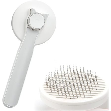 Kattborste för kort-/långhåriga katter, kattborste med frigöringsknapp, hundborste för att ta bort lös päls och död underull