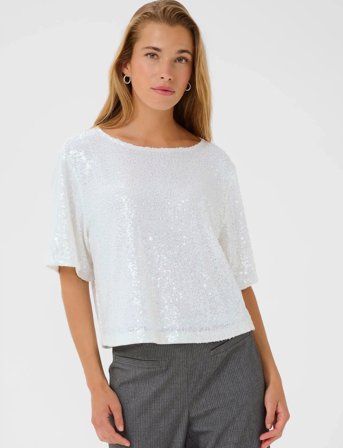 Kaffe Kamiranda Sequin Blouse - White - XL