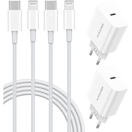 2*20w usb c-laddare med 2*1m iphone-kabel[4-pack], kompatibel med iphone 13 12 12 pro 12 mini 11 x xs xr 8 7p 6p 6s ipad[171]