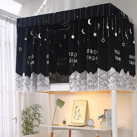 Painettu asuntolan sängyn verho köydellä ja lukolla, korkeakoulun yhden hengen sängyn varjostuskangas, yhteensopiva 4/4,5 tuuman kerrossängyn kanssa