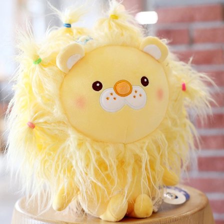 Långhårig liten lejon docka plyschleksak present - gul 38cm