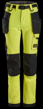 Snickers Workwear 7575-6704 AllroundWork Arbetsbyxa för barn, neongul/svart 134, Kläder