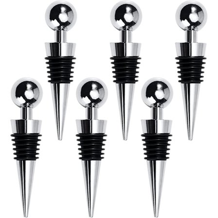 Vinpropper, 6 stk. rustfri stål vinpropper genanvendelige flaskepropper, lækagesikre vinkorke til vin, champagne