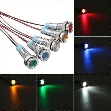 5x Auto Vene 12v-24v 6mm Led Merkkivalo Kojelauta Paneeli Varoitusvalo Shytmv