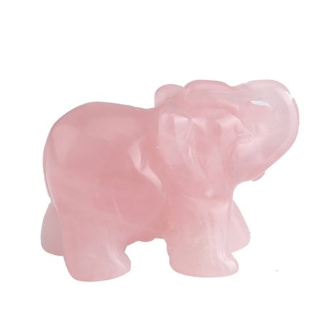 Elefantstaty Statyett Naturkristall Ametist Rosenkvarts j