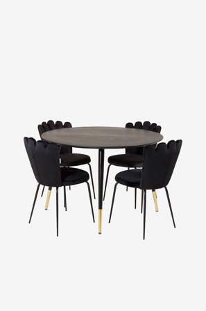 Furniture Fashion - Spisegruppe Doris med spisebordsstol Limhamn - Sort - Spisegrupper - Fra Homeroom