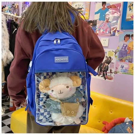 Kawaii Ita-veske Harajuku videregående skolesekk personlighet stor kapasitet ryggsekk japansk jente kontrast rutete laptop ryggsekk~06816