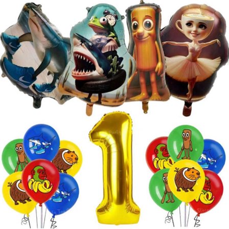 Italiensk Brainroot Heavy Heavy Sahur Tralalo Barnebursdag Tilbehør Ballong Servise Kopp Høy