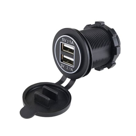 Bil USB opladningsstik Dobbelt USB-udtag USB-strømudtag med vandtætte hætter Ringe Lys USB-port til marinebrug