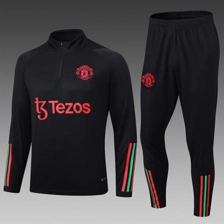 23-24 Manchester United Langarmet sett for barn/voksne svart 2XL