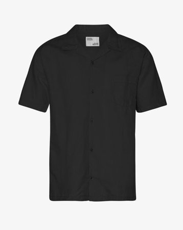 Linen Short Sleeved Shirt - Deep Black - Male - S